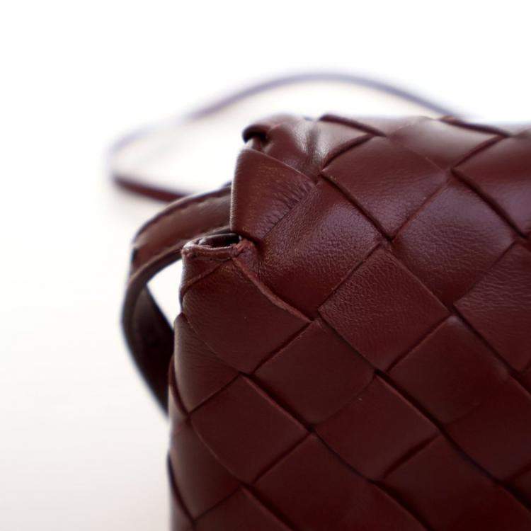 Pre Owned Bottega Veneta Mini Calfskin Intrecciato Flap Bag