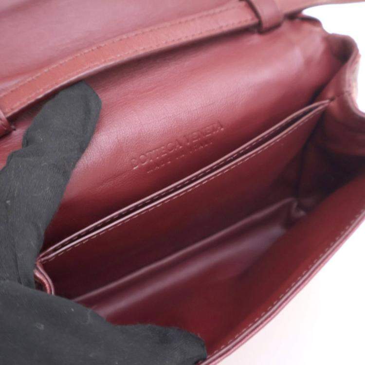 Pre Owned Bottega Veneta Mini Calfskin Intrecciato Flap Bag