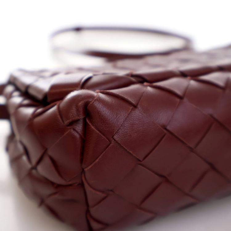 Pre Owned Bottega Veneta Mini Calfskin Intrecciato Flap Bag