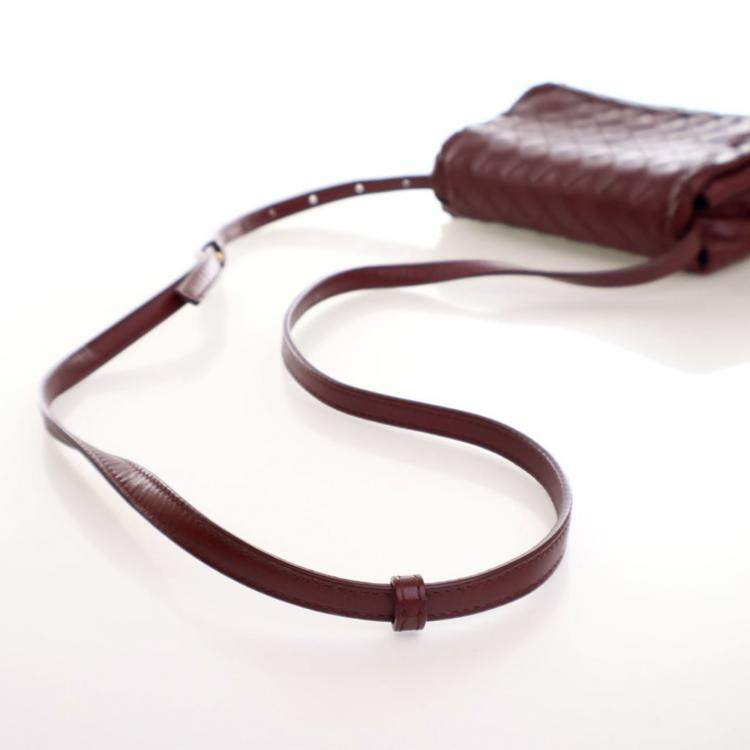 Pre Owned Bottega Veneta Mini Calfskin Intrecciato Flap Bag