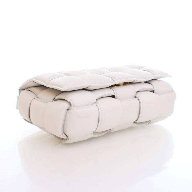 Pre Owned Bottega Veneta White Lambskin Padded Cassette