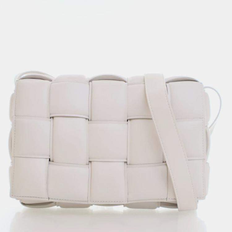 Pre Owned Bottega Veneta White Lambskin Padded Cassette