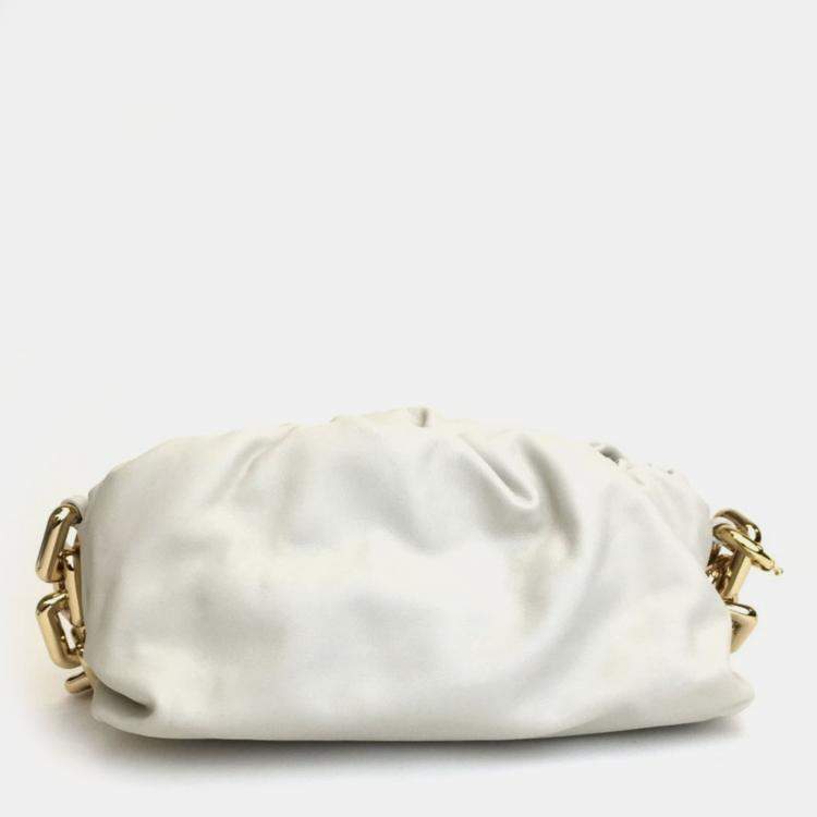 Pre Owned Bottega Veneta Beige Calf Chain Pouch