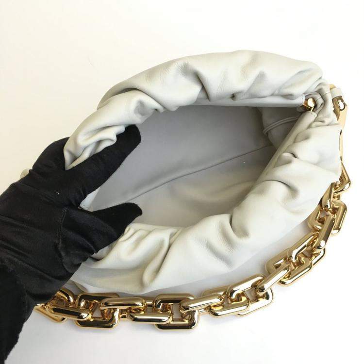 Pre Owned Bottega Veneta Beige Calf Chain Pouch