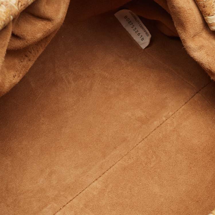 Pre Owned Bottega Veneta The Pouch Large Brown Cork Clutch