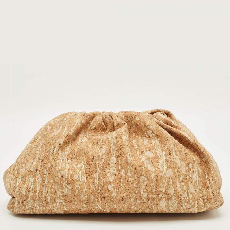 Pre Owned Bottega Veneta The Pouch Large Brown Cork Clutch