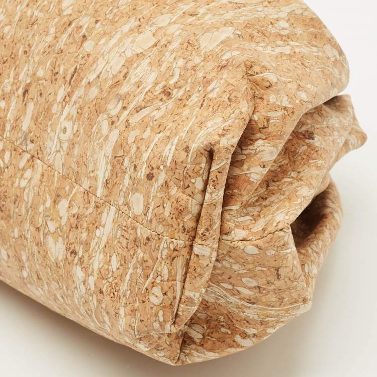 Pre Owned Bottega Veneta The Pouch Large Brown Cork Clutch