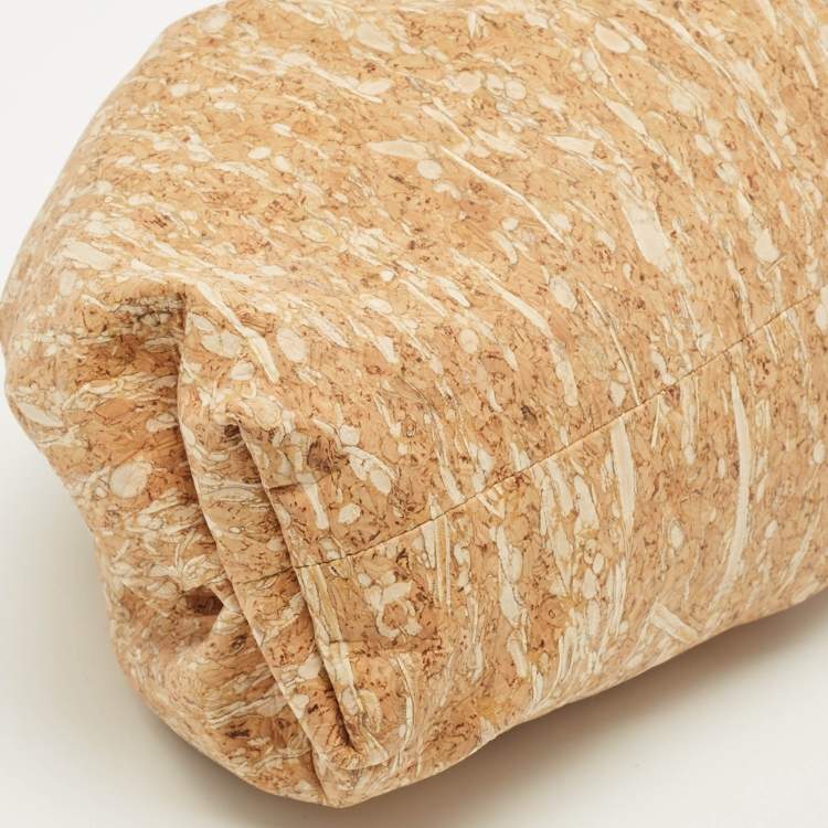 Pre Owned Bottega Veneta The Pouch Large Brown Cork Clutch