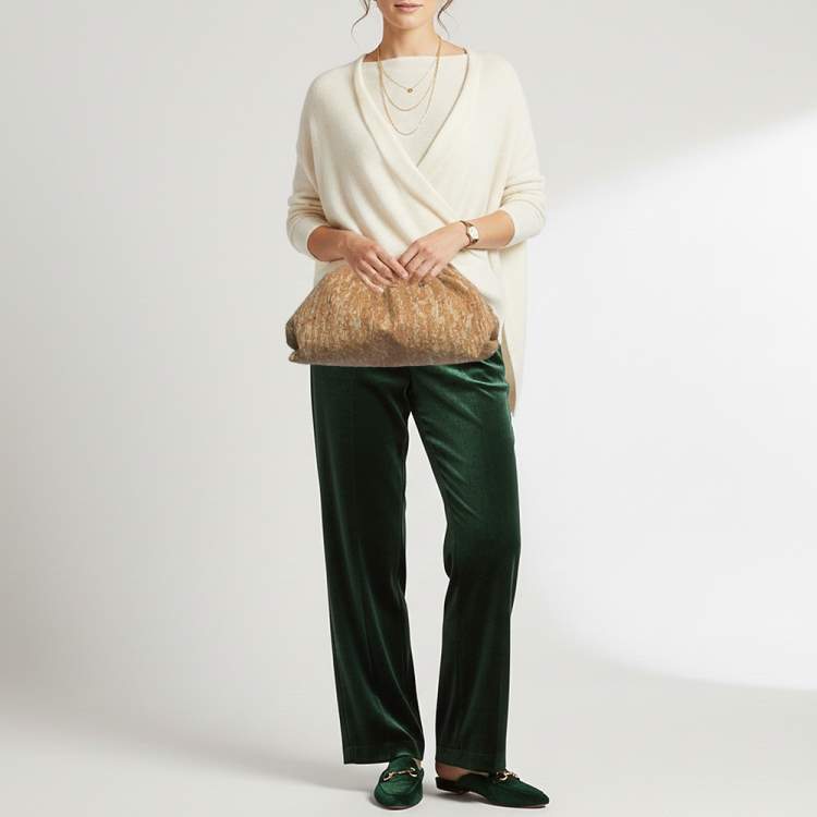 Pre Owned Bottega Veneta The Pouch Large Brown Cork Clutch