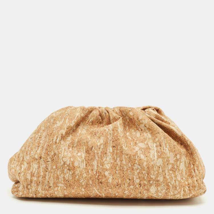 Pre Owned Bottega Veneta The Pouch Large Brown Cork Clutch