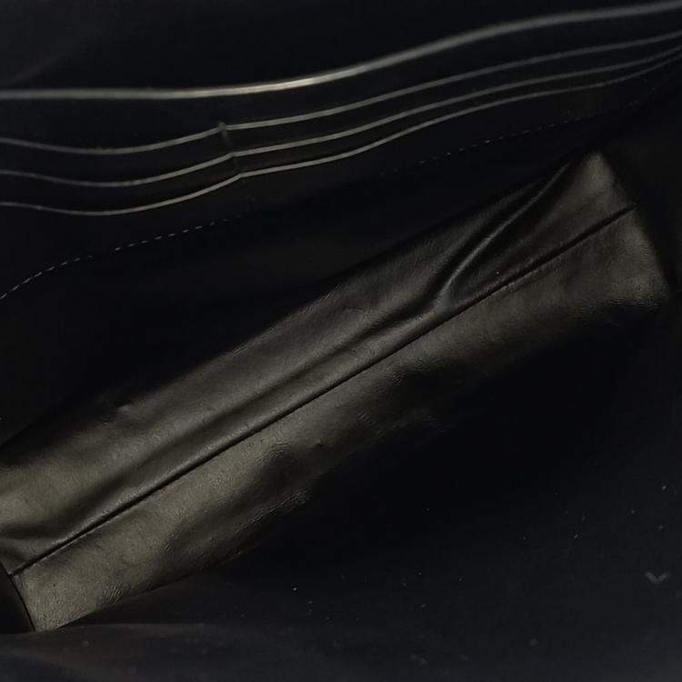 Pre Owned Bottega Veneta Black Leather Mesh Clutch