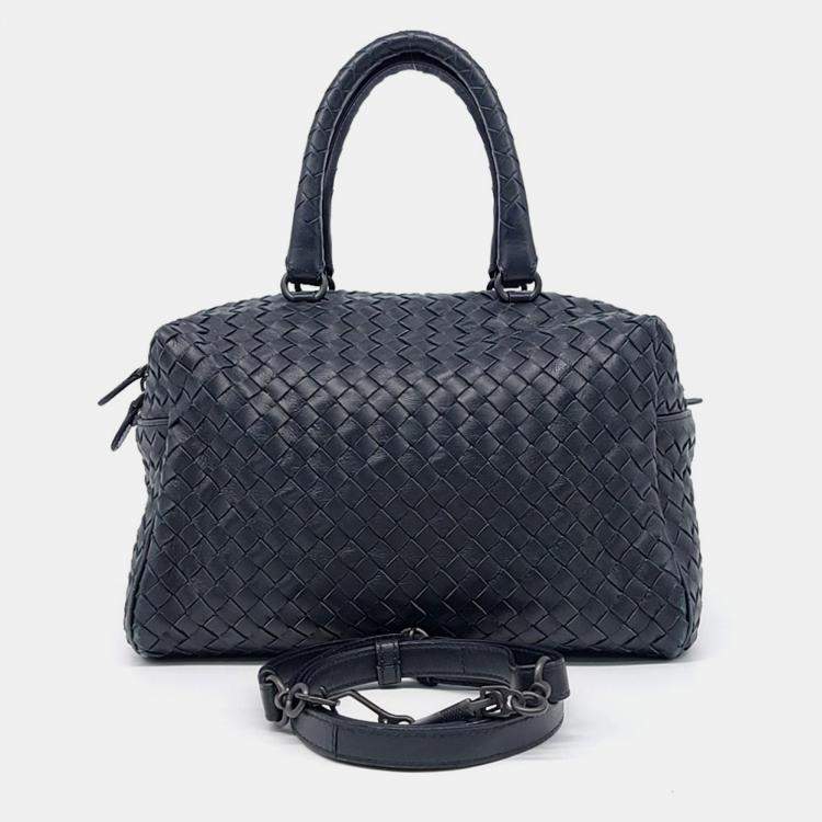 Pre Owned Bottega Veneta Black Leather Mesh Tote