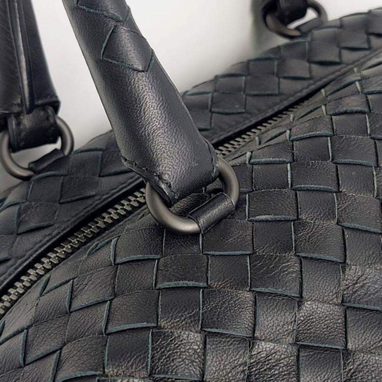 Pre Owned Bottega Veneta Black Leather Mesh Tote