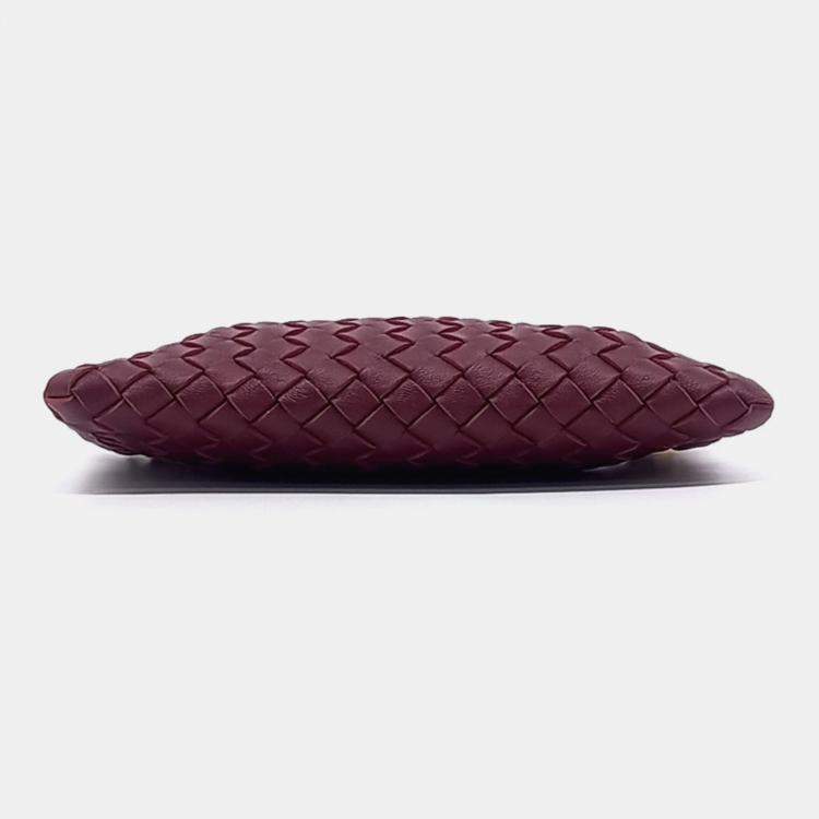 مملوكة مسبقًا Bottega Veneta Burgundy Leather Mesh Pouch Bag