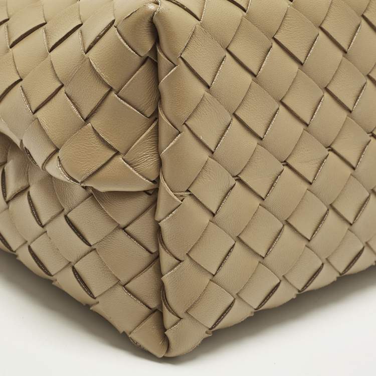 Pre Owned Bottega Veneta Andiamo Medium Tan Intrecciato Leather Tote
