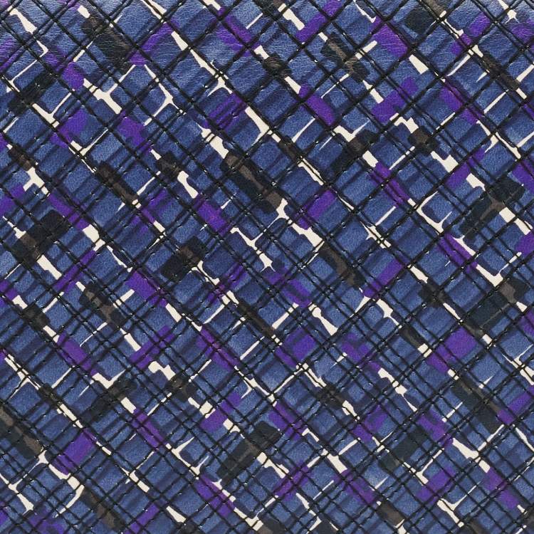 Pre Owned Bottega Veneta Blue/Purple Intrecciato Leather Flap Clutch