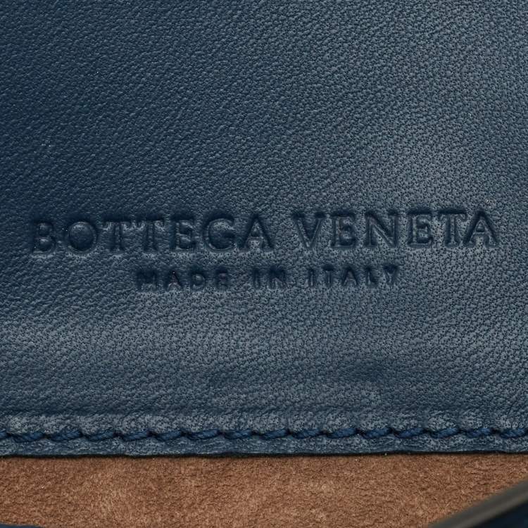 Pre Owned Bottega Veneta Blue/Purple Intrecciato Leather Flap Clutch
