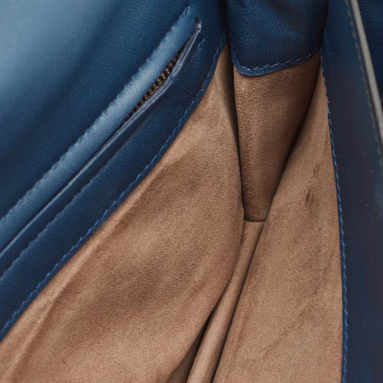 Pre Owned Bottega Veneta Blue/Purple Intrecciato Leather Flap Clutch