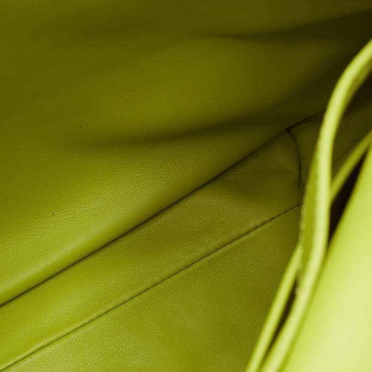 Pre Owned Bottega Veneta BV Fold Intrecciato Green Leather Shoulder Bag