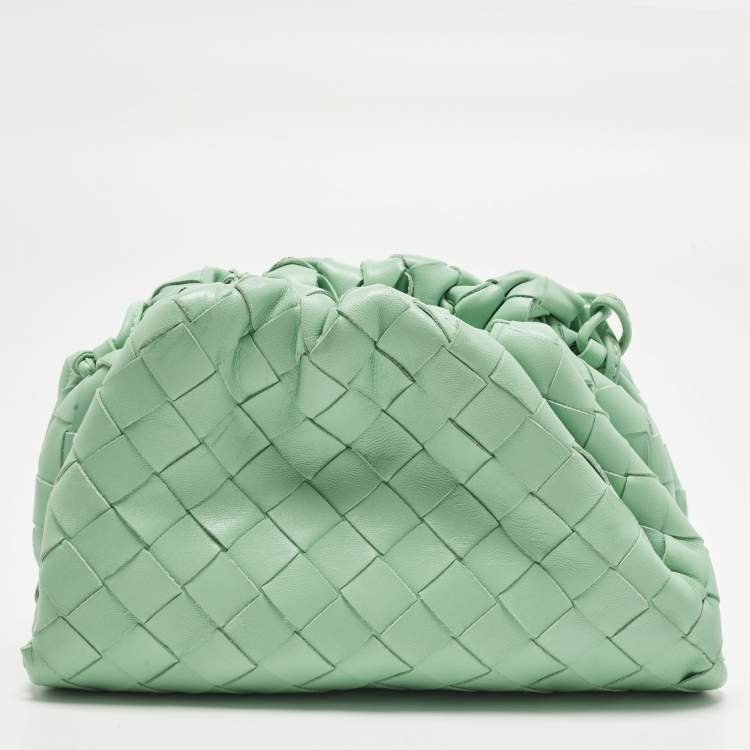 Pre Owned حقيبة صغيرة بوتيغا فينيتا ذا باوتش جلد إنتريتشياتو أخضر فاتح