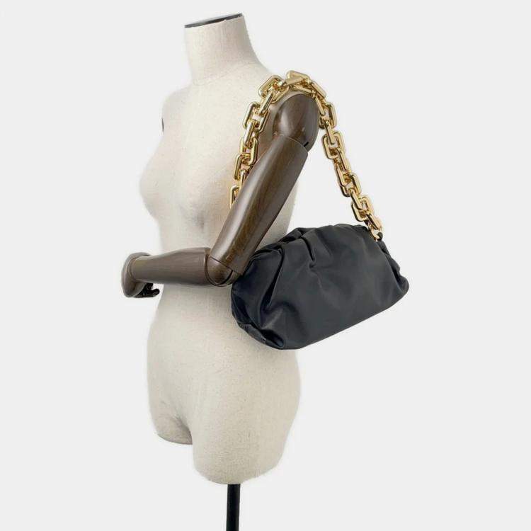 Pre Owned Bottega Veneta The Chain Pouch Shoulder Bag Black Leather