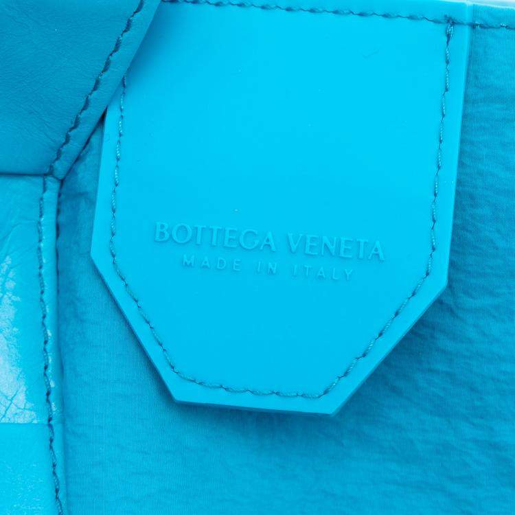 Pre Owned Bottega Veneta Blue Small Paper Calfskin Intrecciato Cassette Crossbody
