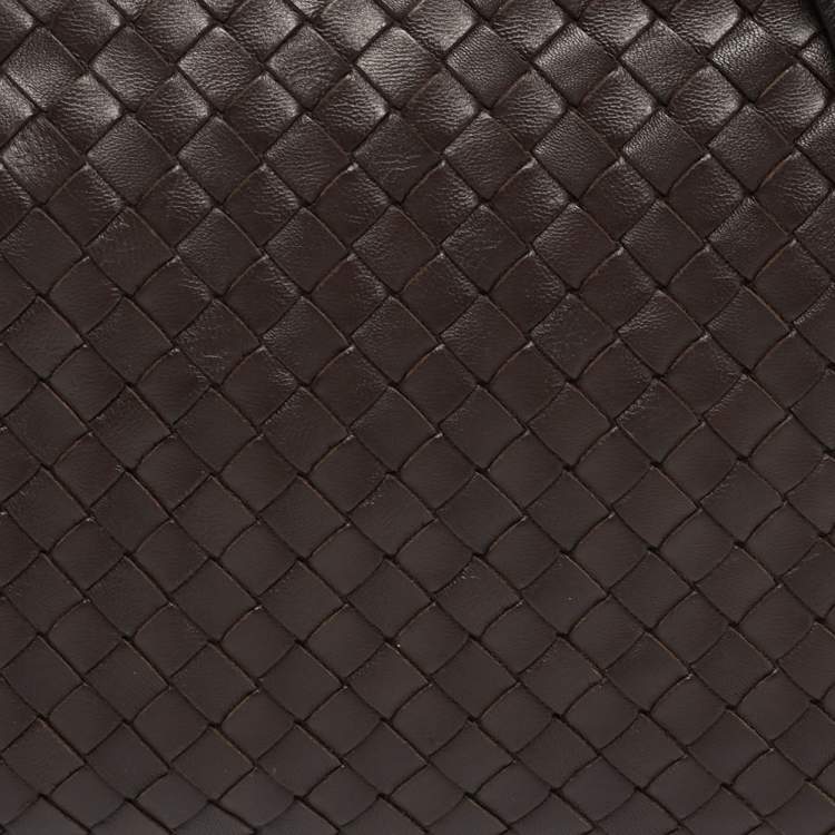 Pre Owned Bottega Veneta Nodini Dark Brown Intrecciato Leather Crossbody Bag