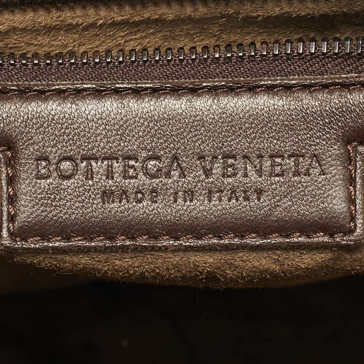 Pre Owned Bottega Veneta Nodini Dark Brown Intrecciato Leather Crossbody Bag