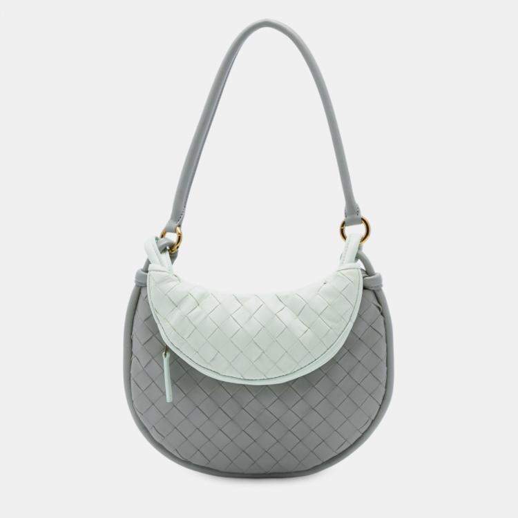 Pre Owned Bottega Veneta Small Bicolor Lambskin Intrecciato Gemelli Bag