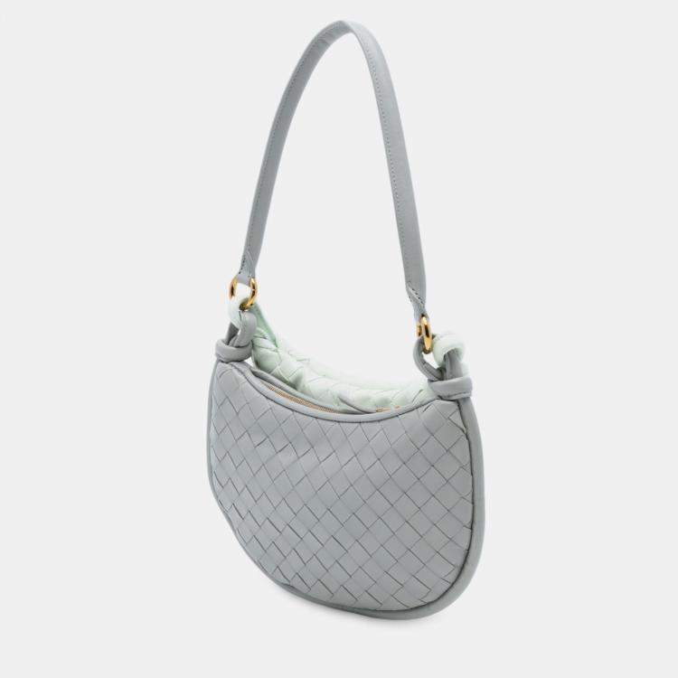 Pre Owned Bottega Veneta Small Bicolor Lambskin Intrecciato Gemelli Bag