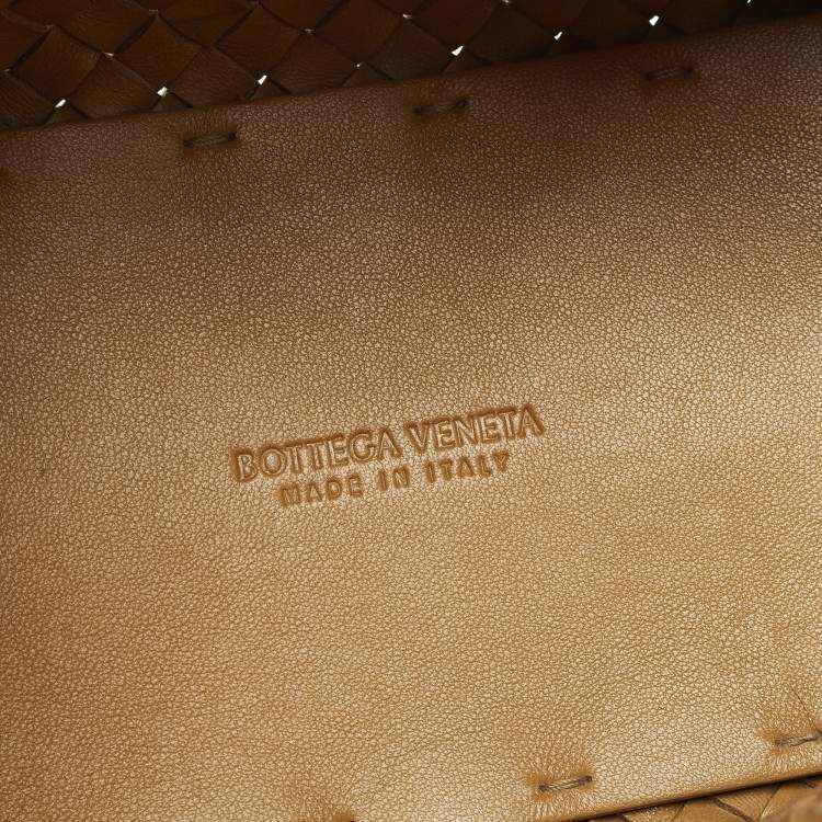 Pre Owned Bottega Veneta Cabat Mini Camel Intrecciato Leather Tote