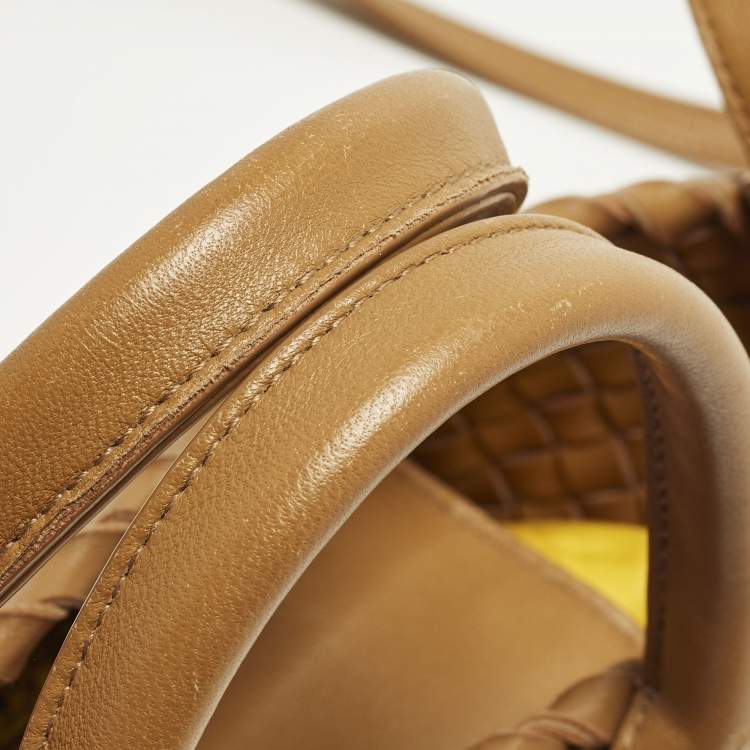 Pre Owned Bottega Veneta Cabat Mini Camel Intrecciato Leather Tote