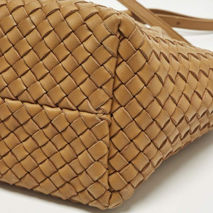 Pre Owned Bottega Veneta Cabat Mini Camel Intrecciato Leather Tote