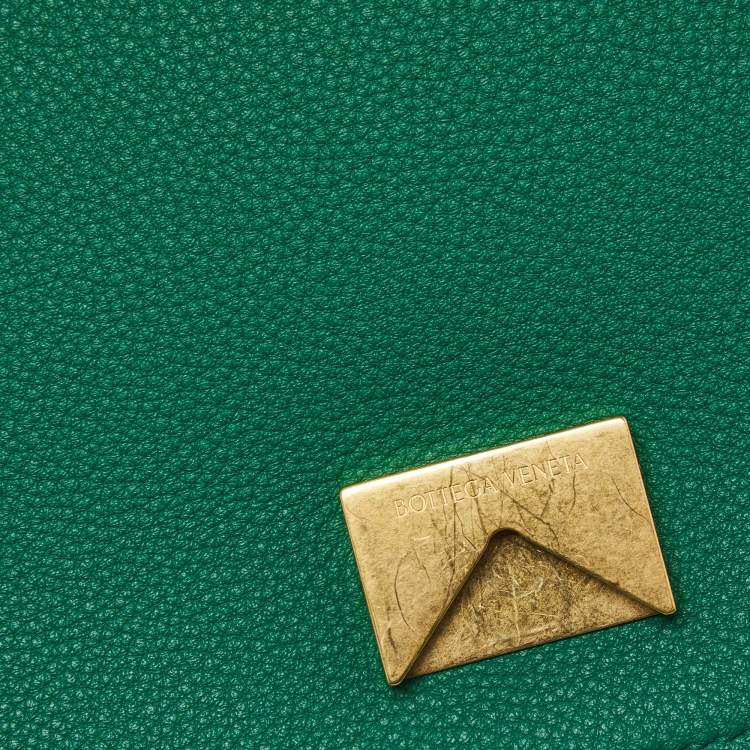 Pre Owned Bottega Veneta Mount Envelope Green Leather Top Handle Bag