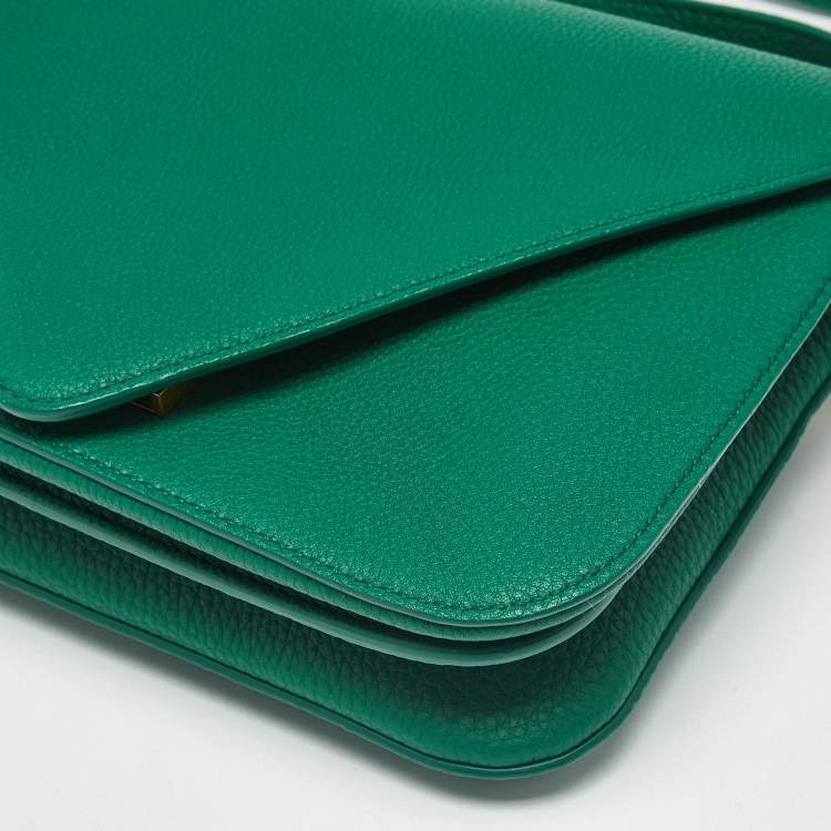 Pre Owned Bottega Veneta Mount Envelope Green Leather Top Handle Bag