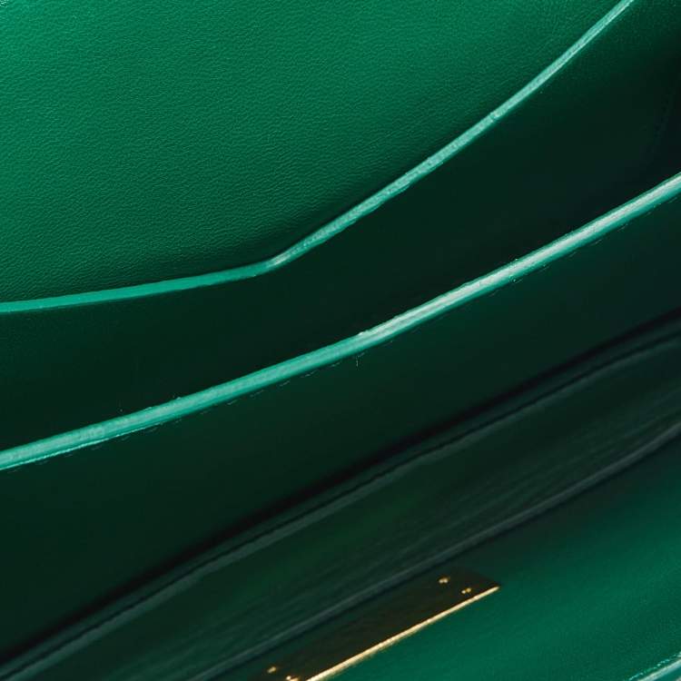 Pre Owned Bottega Veneta Mount Envelope Green Leather Top Handle Bag