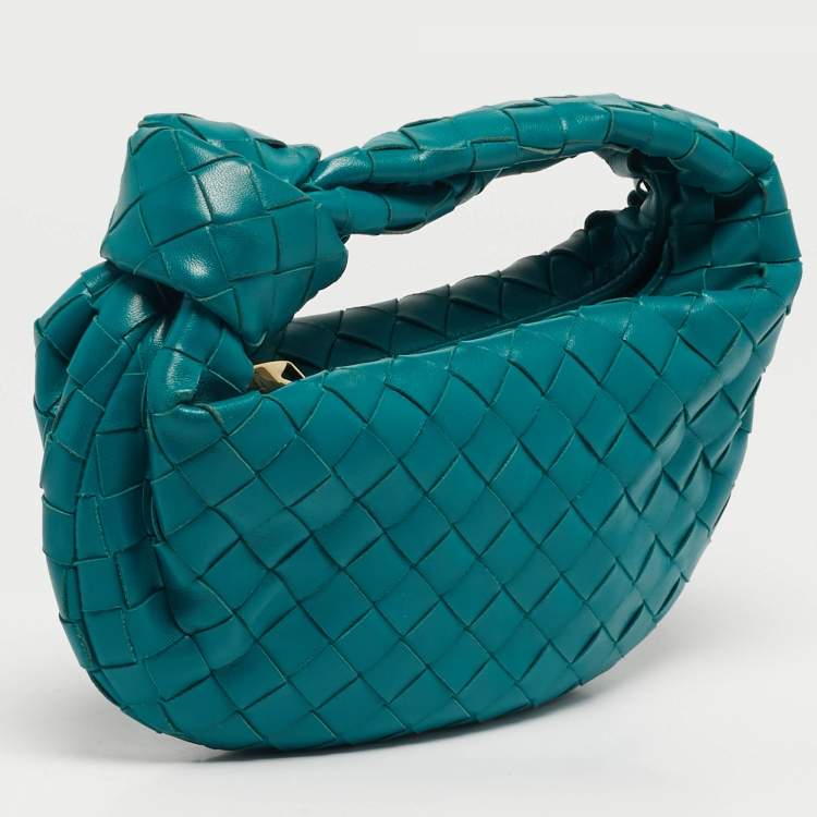 Pre Owned Bottega Veneta BV Jodie Mini Green Intrecciato Leather Hobo