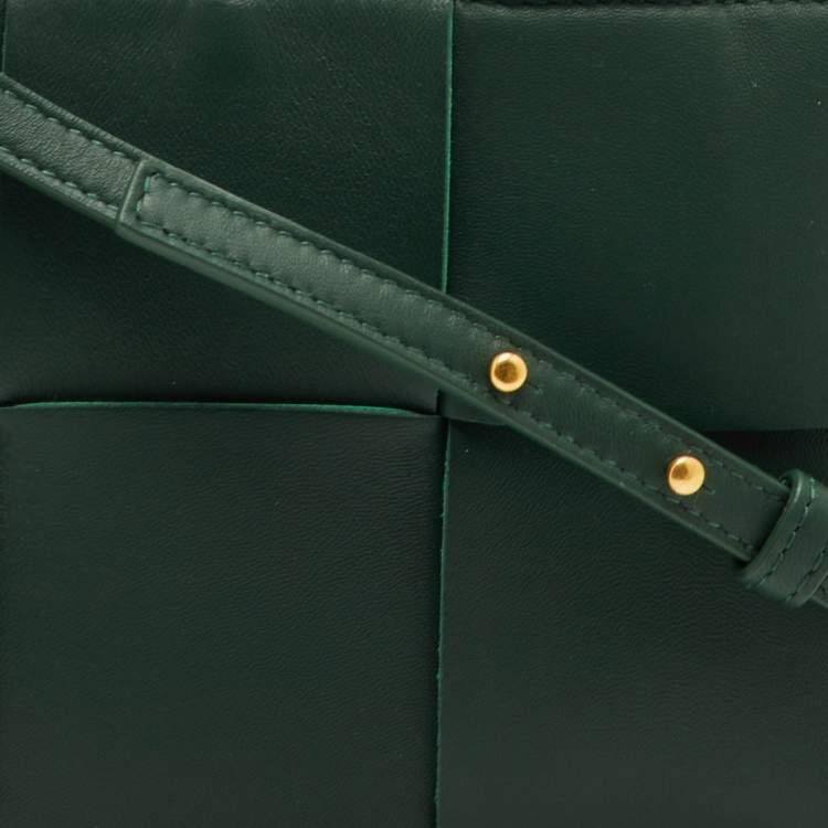 Pre Owned Bottega Veneta Candy Arco Mini Dark Green Leather Tote