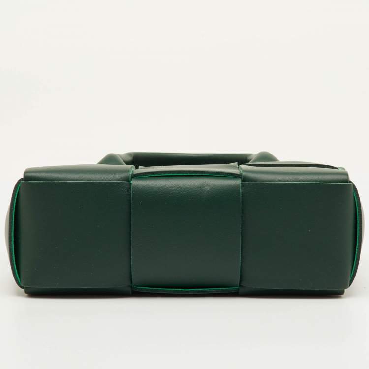 Pre Owned Bottega Veneta Candy Arco Mini Dark Green Leather Tote