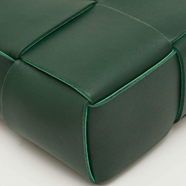 Pre Owned Bottega Veneta Candy Arco Mini Dark Green Leather Tote