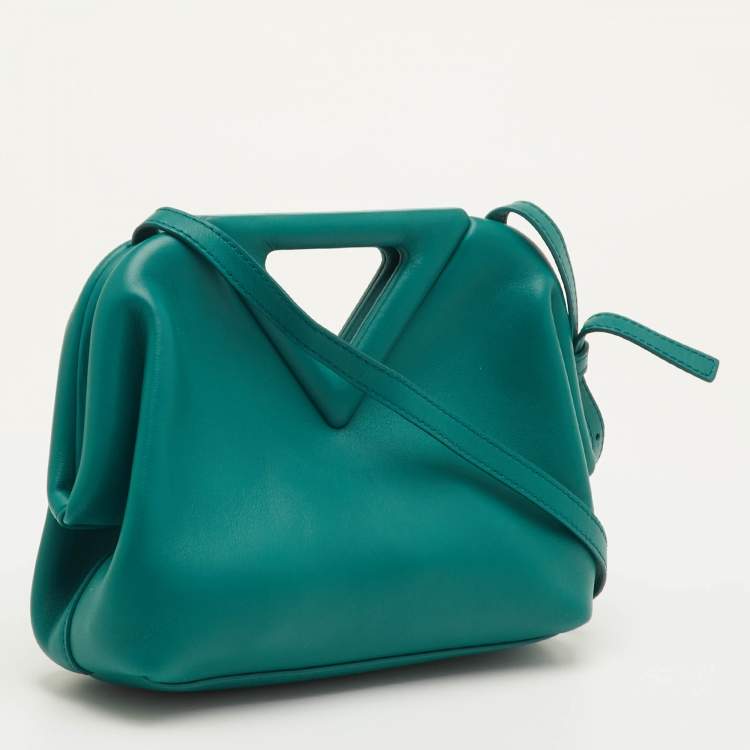 Pre Owned Bottega Veneta Teal Green Leather Small Point Triangle Bag