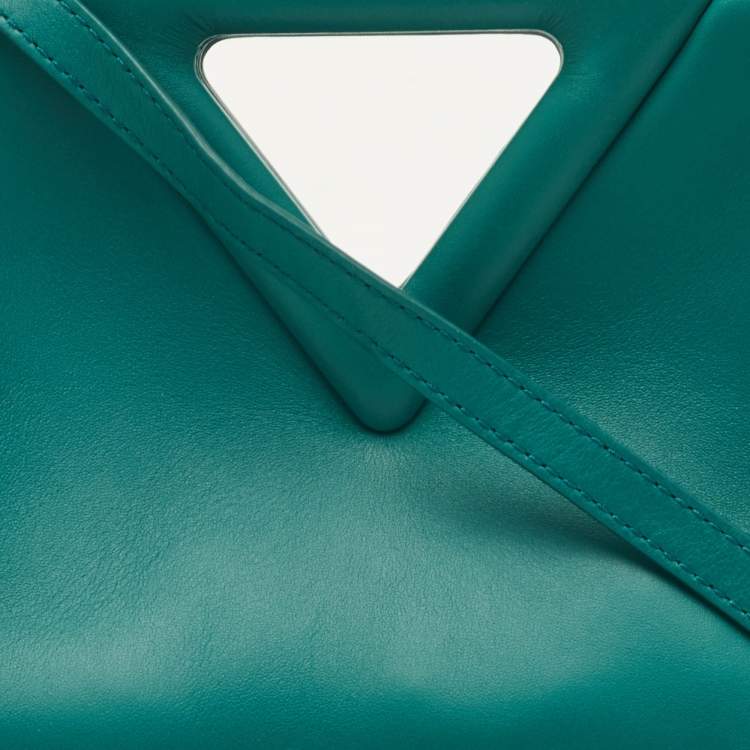 Pre Owned Bottega Veneta Teal Green Leather Small Point Triangle Bag
