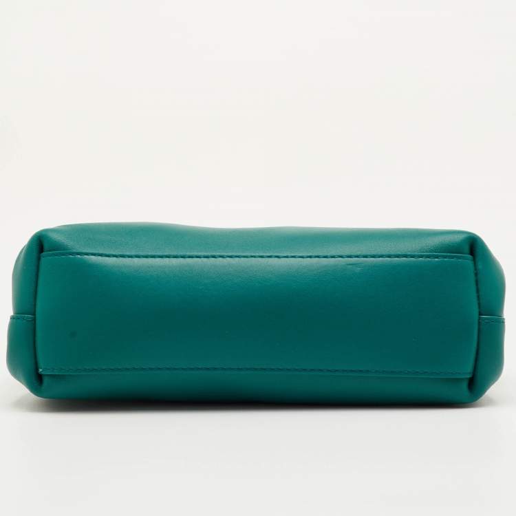 Pre Owned Bottega Veneta Teal Green Leather Small Point Triangle Bag