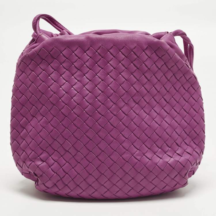 Pre Owned Bottega Veneta Pink Intrecciato Leather Drawstring Hobo