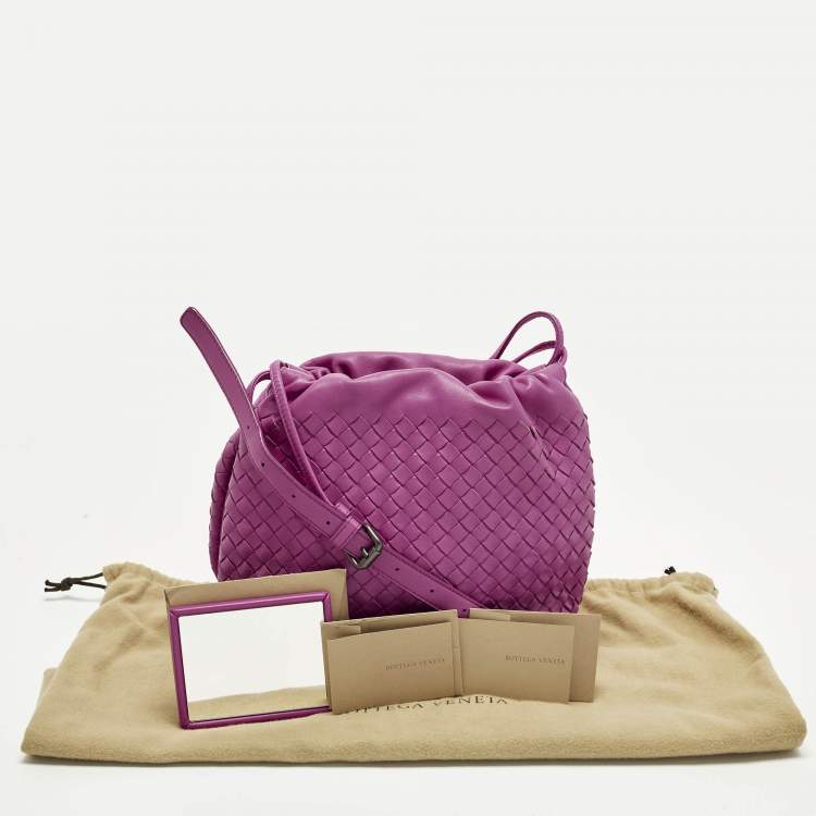 Pre Owned Bottega Veneta Pink Intrecciato Leather Drawstring Hobo