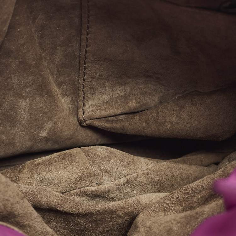 Pre Owned Bottega Veneta Pink Intrecciato Leather Drawstring Hobo