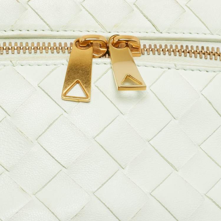 Pre Owned Bottega Veneta Vanity Mini Mint Green Intrecciato Leather Case Bag