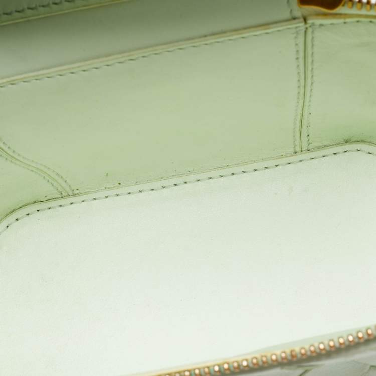 Pre Owned Bottega Veneta Vanity Mini Mint Green Intrecciato Leather Case Bag