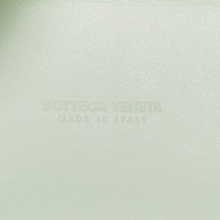 Pre Owned Bottega Veneta Vanity Mini Mint Green Intrecciato Leather Case Bag