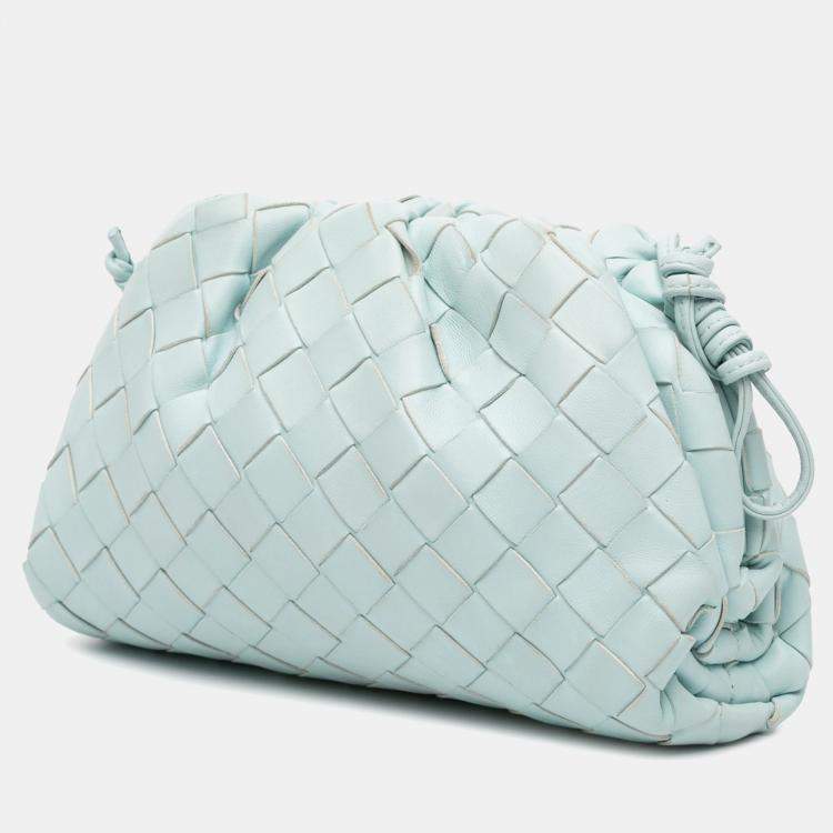 Pre Owned Bottega Veneta Blue Nappa Intrecciato The Mini Pouch Crossbody